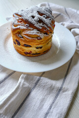 Crispy pastries for breakfast. Cooking delicious homemade bread. Natural products and healthy eating. Gluten free