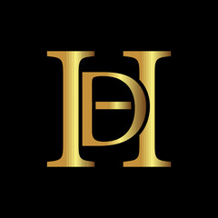 H D letter luxury gold logo template	