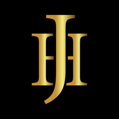 H j letter luxury gold logo template	