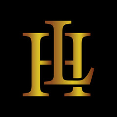 H L letter luxury gold logo template