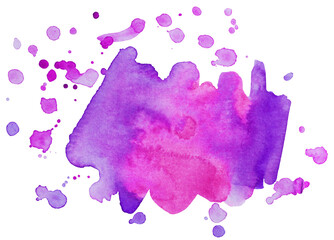 Obraz premium Colorful abstract watercolor stain with splashes and spatters. Modern creative background for trendy design. Vector illustration.