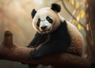 Baby Panda Bear in a Forest.. AI generated Illustration.