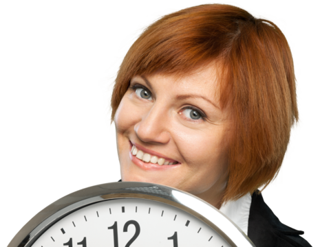 I need time concept, woman with clock