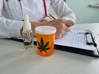 Doctor writes prescription for patient for marijuana