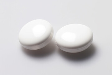 White pills isolated on white background. Healthcare concept. AI generative