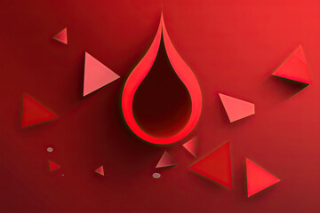 Awareness banner with red paper cut blood drop, Generative AI