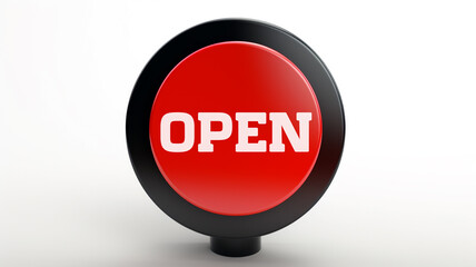 open red sign isolated on white
