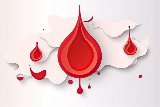 Awareness banner with red paper cut blood drop, Generative AI