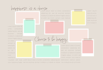 Vector photo collage template moodboard pictures grids vector illustration