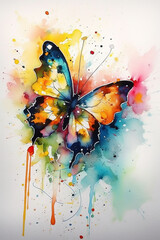 Abstract Colorful Watercolor Butterfly .AI generated Illustration.