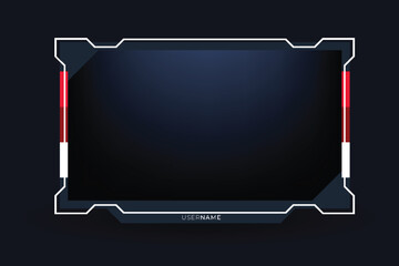 Twitch stream panel overlay template. Digital streaming screen interface. Live video stream overlay frame design with abstract shapes 