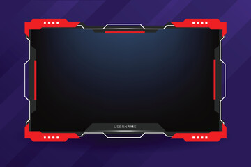 Twitch stream panel overlay template. Digital streaming screen interface. Live video stream overlay frame design with abstract shapes 