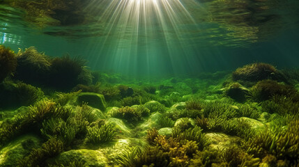 Fototapeta na wymiar Underwater World.Generative Ai