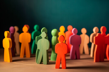 A crowd of colored figures as a symbol of diversity and inclusion. Generative ai edited