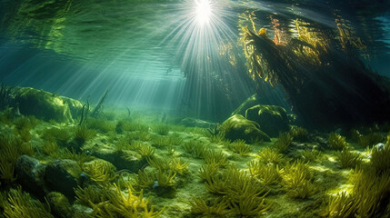 Fototapeta na wymiar Underwater World.Generative Ai