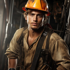 Obraz premium Construction worker wearing helmet , Generative Ai