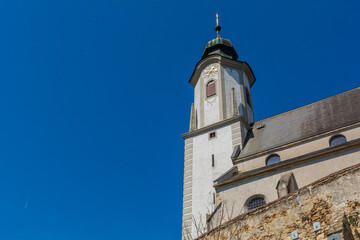 Fototapeta na wymiar Low-angle view of a church against a blue sky