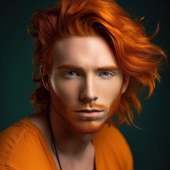 Stylish man with orange hair, Generative Ai