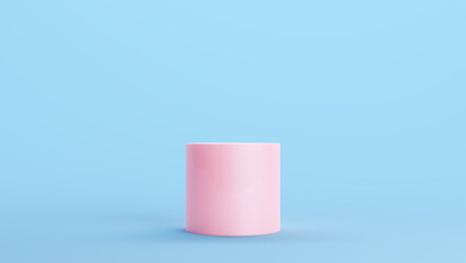 Pink Cylinder Geometric Shape Solid Round Structure Kitsch Blue Background 3d illustration render digital rendering