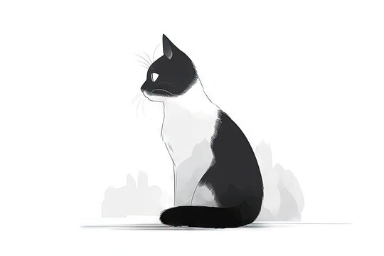 Black cat. AI generated art illustration.