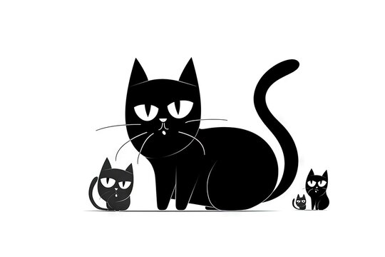 Black cat. AI generated art illustration.