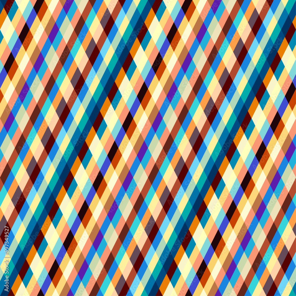 Poster Classic argyle seamless pattern background. Vector image. Plaid patchwork style. Diagonal lines pattern.
