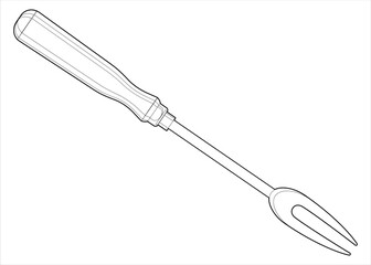Coloring page. Carving fork. Isolated on white background. kitchen tool	