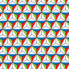 abstract seamless red blue and green geometric pattern.