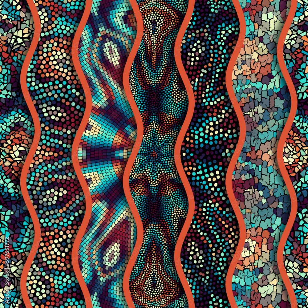 Poster wavy mosaic art collage. abstract art background.. vector image.