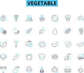 Vegetable linear icons set. Carrot, Broccoli, Cauliflower, Spinach, Beetroot, Onion, Cucumber line vector and concept signs. Mushroom,Bell pepper,Zucchini outline illustrations Generative AI