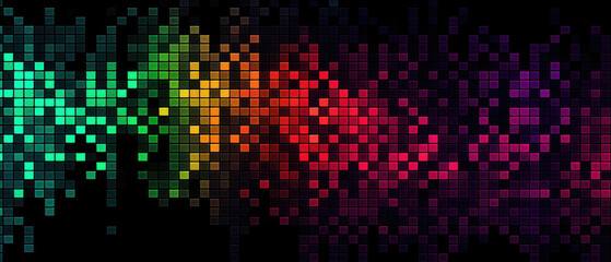 Abstract background with multicolored squares. 21:9 aspect ratio. Generative AI