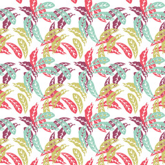 A tropical leafy print seamless vecor pattern