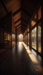 House on the river. AI generated art illustration.