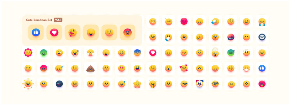 Naklejki cute emoji modern emoticon set