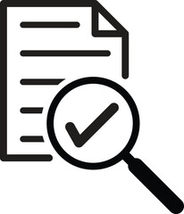 audit icon vector, magnifying glass like check assess sign