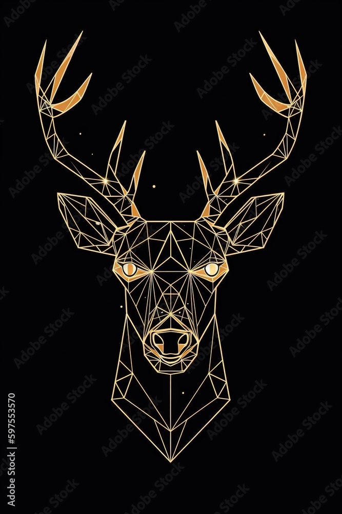 Wall mural silhouette of a deer. ai generated art illustration.