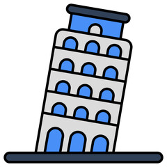 Modern design icon of Pisa tower