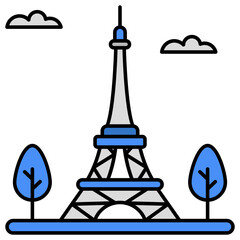 Modern design icon of Eiffel tower 