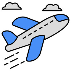 An editable design icon of airplane 