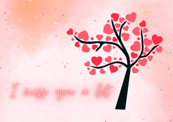 Tree Heart Decor Love Postcard Design