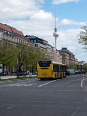 Beautiful cityscape of the city center of Berlin, Germany, with a detail of a TV tower called the Fernsehturm. © Jakob