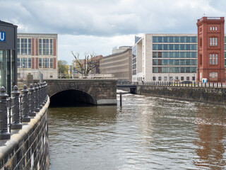 River in the middle of a European city.