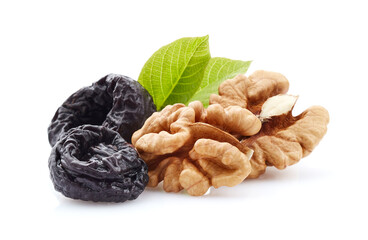  Walnuts kernel with prune in closeup