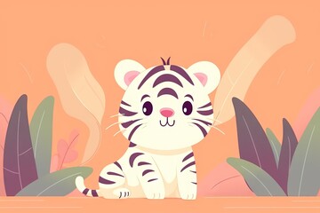 Fototapeta premium Tiger cub and a ball. AI generated art illustration.
