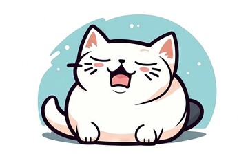 Cat with a cup. AI generated art illustration.
