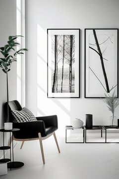 Design of living room. AI generated art illustration.
