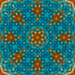 Beautiful medieval ornament. Seamless floral pattern of circular floral elements. design of mandalas. Template for textiles, shawl, linen, carpets, cushions