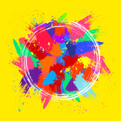 Abstract vector background with white circle for text message and abstract colorful elements. Modern design elements for your art.