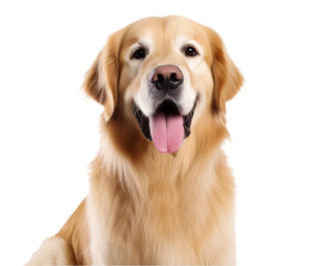 golden retriever dog portrait on transparent background. generative AI - obrazy, fototapety, plakaty