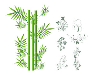 floral swirls ornaments and bamboo flowers plants foliage